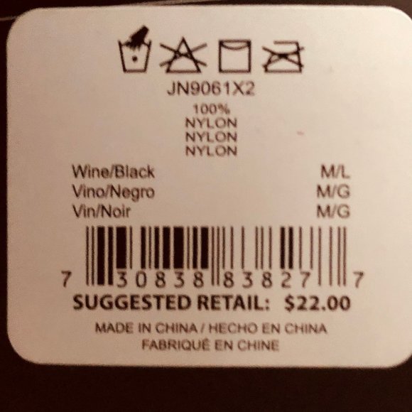 JONES NY 2 Pair Black & Wine NWT Opaque Tights Size M/L - Picture 3 of 3